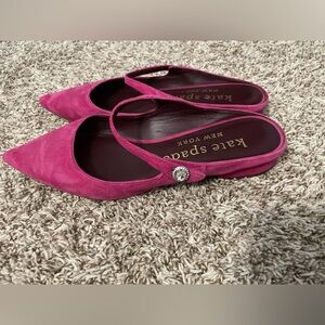 KATE SPADE New York Fuchia Suede Slingback Mules - Womens Size 8.5 - Flats Pink
